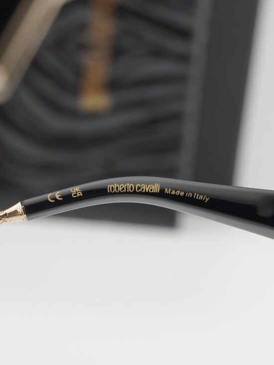 Roberto Cavalli SRC093 0300 Shield Sunglasses - Gold  / Smoke main image 7